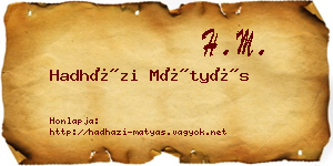 Hadházi Mátyás névjegykártya